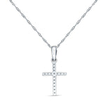 14K Gold 0.10ct Cross Diamond Pendant Chain Necklace 18 Inch Long