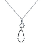 14K Gold 0.19ct Dangling Diamond Teardrop Pendant Necklace 18 In Long