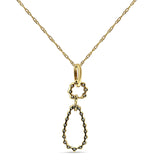 14K Gold 0.19ct Dangling Diamond Teardrop Pendant Necklace 18 In Long