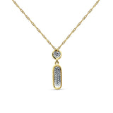 14K Gold 0.11ct Crystal Drop Diamond Pendant Chain Necklace 18" Long