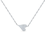 Diamond Sideways Heart Necklace 14K Gold 0.09ct