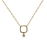 Dangling Diamond Cushion Cut Necklace 14K Gold 0.09ct