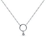 Dangling Open Circle Diamond Necklace 14K Gold 0.09ct