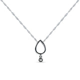 Dangling Diamond Pear Teardrop Necklace 14K Gold 0.09ct