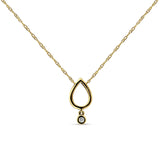 Dangling Diamond Pear Teardrop Necklace 14K Gold 0.09ct