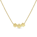 Diamond Pendant Flower Necklace 14K Gold 0.14ct