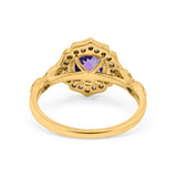 14K Gold 1.42ct Art Deco Round 7mm G SI Diamond Engagement Wedding Ring