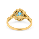 14K Gold 1.42ct Art Deco Round 7mm G SI Diamond Engagement Wedding Ring