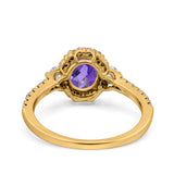 14K Gold 1.68ct Oval Art Deco G SI Diamond Engagement Ring Size 6.5