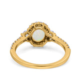 14K Gold 1.68ct Oval Art Deco G SI Diamond Engagement Ring Size 6.5