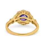 14K Gold 1.25ct Floral Art Deco Round 6mm G SI Diamond Engagement Wedding Ring
