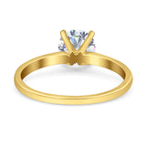 14K Gold Solitaire Round Cubic Zirconia Engagement Ring