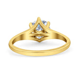 14K Gold Vintage Solitaire Round Cubic Zirconia Engagement Ring