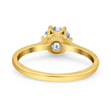 14K Gold Round Solitaire Accent Cubic Zirconia Engagement Ring