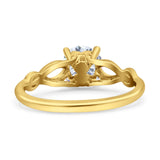 14K Gold Round Solitaire Celtic Cubic Zirconia Engagement Ring