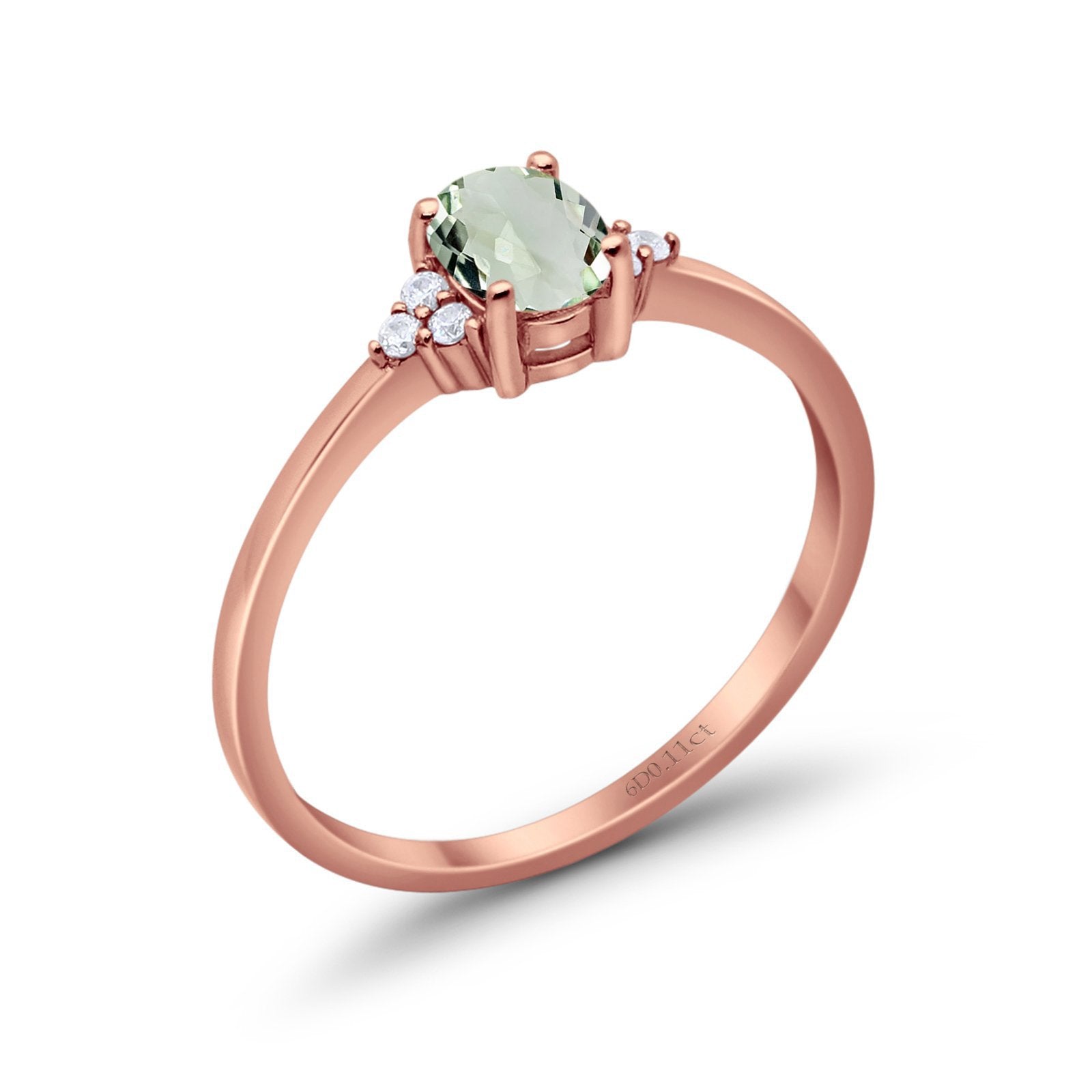 14K Gold 0.87ct Art Deco Oval 7mmx5mm G SI Diamond Engagement Wedding Ring