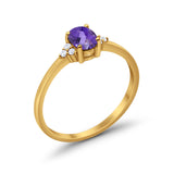 14K Gold 0.87ct Art Deco Oval 7mmx5mm G SI Diamond Engagement Wedding Ring