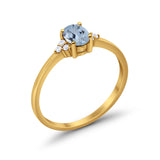 14K Gold 0.87ct Art Deco Oval 7mmx5mm G SI Diamond Engagement Wedding Ring