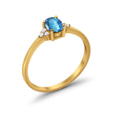 14K Gold 0.87ct Art Deco Oval 7mmx5mm G SI Diamond Engagement Wedding Ring