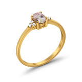 14K Gold 0.87ct Art Deco Oval 7mmx5mm G SI Diamond Engagement Wedding Ring
