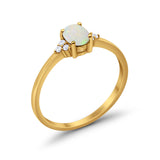 14K Gold 0.87ct Art Deco Oval 7mmx5mm G SI Diamond Engagement Wedding Ring