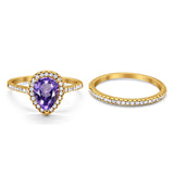 14K Gold 1.62ct Pear 8mmx6mm G SI Diamond Bridal Engagement Wedding Ring