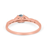 14K Gold 0.33ct Round Petite Dainty Art Deco 4mm G SI Diamond Engagement Wedding Ring