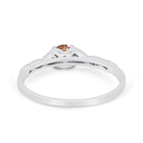 14K Gold 0.33ct Round Petite Dainty Art Deco 4mm G SI Diamond Engagement Wedding Ring