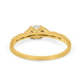 14K Gold 0.33ct Round Petite Dainty Art Deco 4mm G SI Diamond Engagement Wedding Ring
