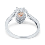 14K Gold 1.42ct Teardrop Pear Halo 8mmx6mm G SI Diamond Engagement Wedding Ring