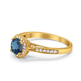 14K Gold 0.67ct Round Halo 6.5mm G SI Diamond Engagement Wedding Ring