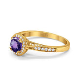 14K Gold 0.67ct Round Halo 6.5mm G SI Diamond Engagement Wedding Ring