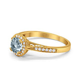 14K Gold 0.67ct Round Halo 6.5mm G SI Diamond Engagement Wedding Ring