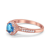 14K Gold 0.67ct Round Halo 6.5mm G SI Diamond Engagement Wedding Ring