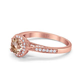 14K Gold 0.67ct Round Halo 6.5mm G SI Diamond Engagement Wedding Ring