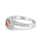14K Gold 0.67ct Round Halo 6.5mm G SI Diamond Engagement Wedding Ring