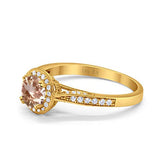 14K Gold 0.67ct Round Halo 6.5mm G SI Diamond Engagement Wedding Ring