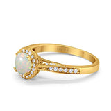 14K Gold 0.67ct Round Halo 6.5mm G SI Diamond Engagement Wedding Ring