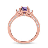14K Gold 1.37ct Round Three Stone Vintage 6mm G SI Diamond Engagement Wedding Ring