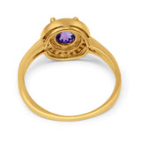 14K Gold 0.94ct Round Art Deco 6mm G SI Diamond Engagement Wedding Ring