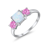 3 Stone Fashion Ring Princess Cut Simulated Cubic Zirconia 925 Sterling Silver