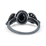 Petite Dainty Oval Solitaire Promise Ring Band Oxidized Braided 925 Sterling Silver