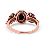 Petite Dainty Oval Solitaire Promise Ring Band Oxidized Braided 925 Sterling Silver