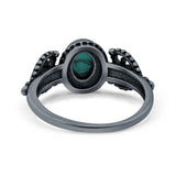 Petite Dainty Oval Solitaire Promise Ring Band Oxidized Braided 925 Sterling Silver