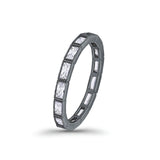 Art Deco Baguette Full Eternity Wedding Band Ring Simulated CZ 925 Sterling Silver