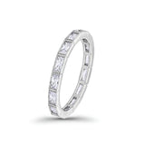 Art Deco Baguette Full Eternity Wedding Band Ring Simulated CZ 925 Sterling Silver