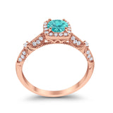 Halo Art Deco Wedding Ring Simulated Cubic Zirconia 925 Sterling Silver
