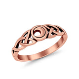 Celtic Moon Plain Ring Band Round 925 Sterling Silver