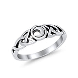 Celtic Moon Plain Ring Band Round 925 Sterling Silver