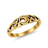 Celtic Moon Plain Ring Band Round 925 Sterling Silver